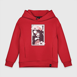 Толстовка оверсайз детская Незуко спит клинок демонов, цвет: красный