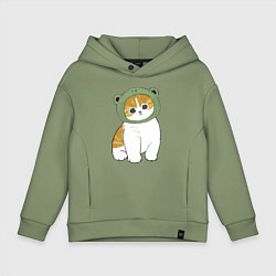 Толстовка оверсайз детская Котолягушонок, цвет: авокадо