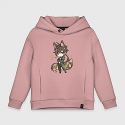 Толстовка оверсайз детская Волчонок Чжун Ли, цвет: пыльно-розовый