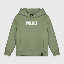 Толстовка оверсайз детская POLIZEI Полиция Надпись Белая, цвет: авокадо