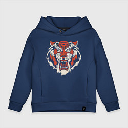 Толстовка оверсайз детская Tiger - Head, цвет: тёмно-синий