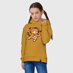 Толстовка оверсайз детская Влюбленный тигр, цвет: горчичный — фото 2