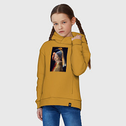 Толстовка оверсайз детская Ян Вермеер, Девушка с жемчужной сережкой, цвет: горчичный — фото 2