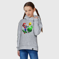 Толстовка оверсайз детская Mario&Yoshi, цвет: меланж — фото 2