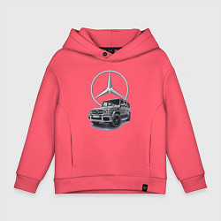 Толстовка оверсайз детская Mercedes Gelendwagen G63 AMG G-class G400d, цвет: коралловый