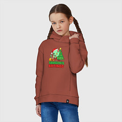 Толстовка оверсайз детская Christmas Zombie, цвет: кирпичный — фото 2