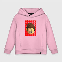 Толстовка оверсайз детская ROBLOX RED LOGO LEGO FACE, цвет: светло-розовый