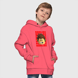 Толстовка оверсайз детская ROBLOX RED LOGO LEGO FACE, цвет: коралловый — фото 2