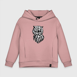 Толстовка оверсайз детская Тигр со шрамом на глазу, цвет: пыльно-розовый
