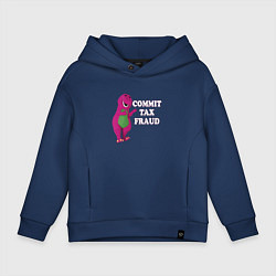 Толстовка оверсайз детская Динозавр розовый, цвет: тёмно-синий