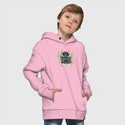 Толстовка оверсайз детская Маска демона Они, цвет: светло-розовый — фото 2