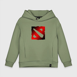 Толстовка оверсайз детская ЧЁРНО КРАСНОЕ ЛОГО ДОТА 2 DOTA 2 LOGO, цвет: авокадо