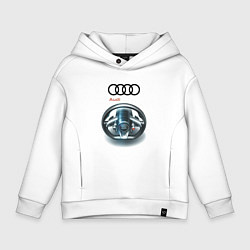 Толстовка оверсайз детская Audi - car steering wheel, цвет: белый