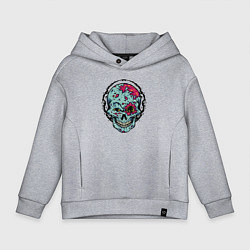 Толстовка оверсайз детская Cool skull! Grin!, цвет: меланж