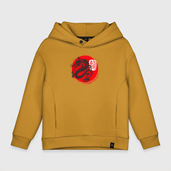 Толстовка оверсайз детская Ниндзя дракон Япония, цвет: горчичный