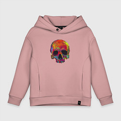 Толстовка оверсайз детская Cool color skull, цвет: пыльно-розовый