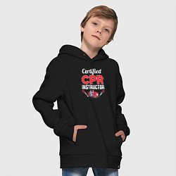 Толстовка оверсайз детская Сертифицированный СЛР инструктор, цвет: черный — фото 2