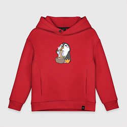 Толстовка оверсайз детская Pinguin Ramen, цвет: красный
