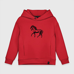 Толстовка оверсайз детская Мустанг Лошадь, цвет: красный