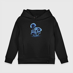 Толстовка оверсайз детская Неоновые грибы, цвет: черный