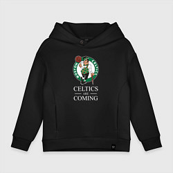 Толстовка оверсайз детская Boston Celtics are coming Бостон Селтикс, цвет: черный