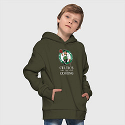 Толстовка оверсайз детская Boston Celtics are coming Бостон Селтикс, цвет: хаки — фото 2