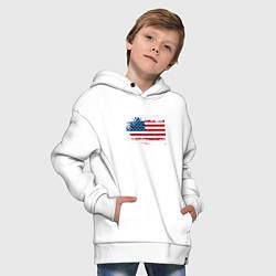 Толстовка оверсайз детская Американский флаг Stars, цвет: белый — фото 2