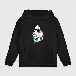 Толстовка оверсайз детская Чашки Cuphead, цвет: черный