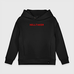 Толстовка оверсайз детская Helltaker logo, цвет: черный