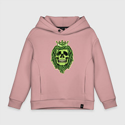 Толстовка оверсайз детская Green Skull, цвет: пыльно-розовый