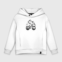 Толстовка оверсайз детская Эндуро рога, цвет: белый