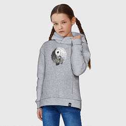 Толстовка оверсайз детская Инь Янь по совиному, цвет: меланж — фото 2