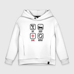 Толстовка оверсайз детская Eat Sleep The Witcher Repeat, цвет: белый