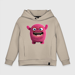 Толстовка оверсайз детская FLUFFY COLORED MONSTER, цвет: миндальный