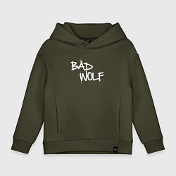 Толстовка оверсайз детская Bad Wolf злой волк, цвет: хаки
