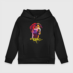 Толстовка оверсайз детская Tupac Color, цвет: черный