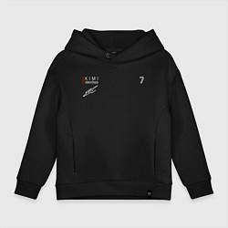 Толстовка оверсайз детская Kimi Raikkonen Кими Райкконен с автографом, цвет: черный