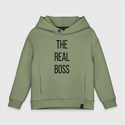 Толстовка оверсайз детская The real boss!, цвет: авокадо