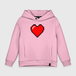 Толстовка оверсайз детская Пиксельное сердце-здоровье - Красный, цвет: светло-розовый