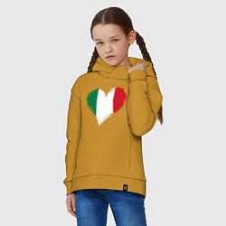 Толстовка оверсайз детская Сердце - Италия, цвет: горчичный — фото 2