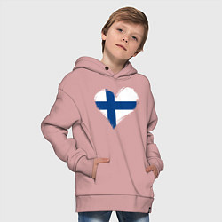Толстовка оверсайз детская Сердце - Финляндия, цвет: пыльно-розовый — фото 2