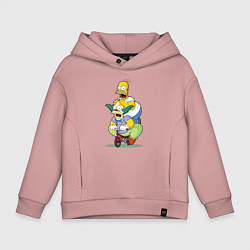 Детское худи оверсайз Гомер Симпсон и Клоун Красти едут на детском велос