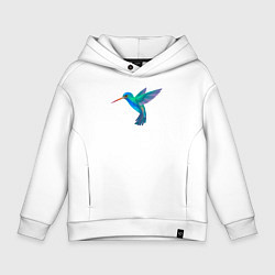 Толстовка оверсайз детская Колибри синяя, цвет: белый
