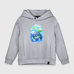 Толстовка оверсайз детская Русалочка и бабочка, цвет: меланж
