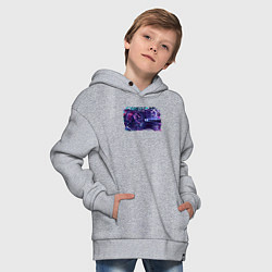 Толстовка оверсайз детская Мотоцикл в стиле киберпанк, цвет: меланж — фото 2
