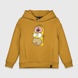 Детское худи оверсайз Мартышка бьёт в тарелки в голове Гомера Симпсона