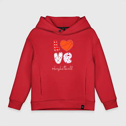 Толстовка оверсайз детская LOVE basketball сердечки, цвет: красный