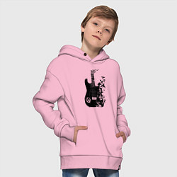 Толстовка оверсайз детская Гитара и птицы, цвет: светло-розовый — фото 2