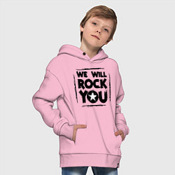 Толстовка оверсайз детская We rock you, цвет: светло-розовый — фото 2