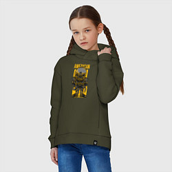 Толстовка оверсайз детская Обезьяна регбист, цвет: хаки — фото 2
